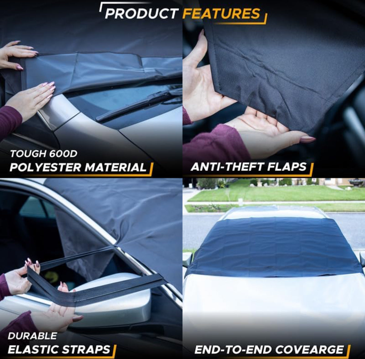 EcoNour Windshield Cover for Ice and Snow | Enhanced 600D Oxford Fabric Windshield Frost Cover