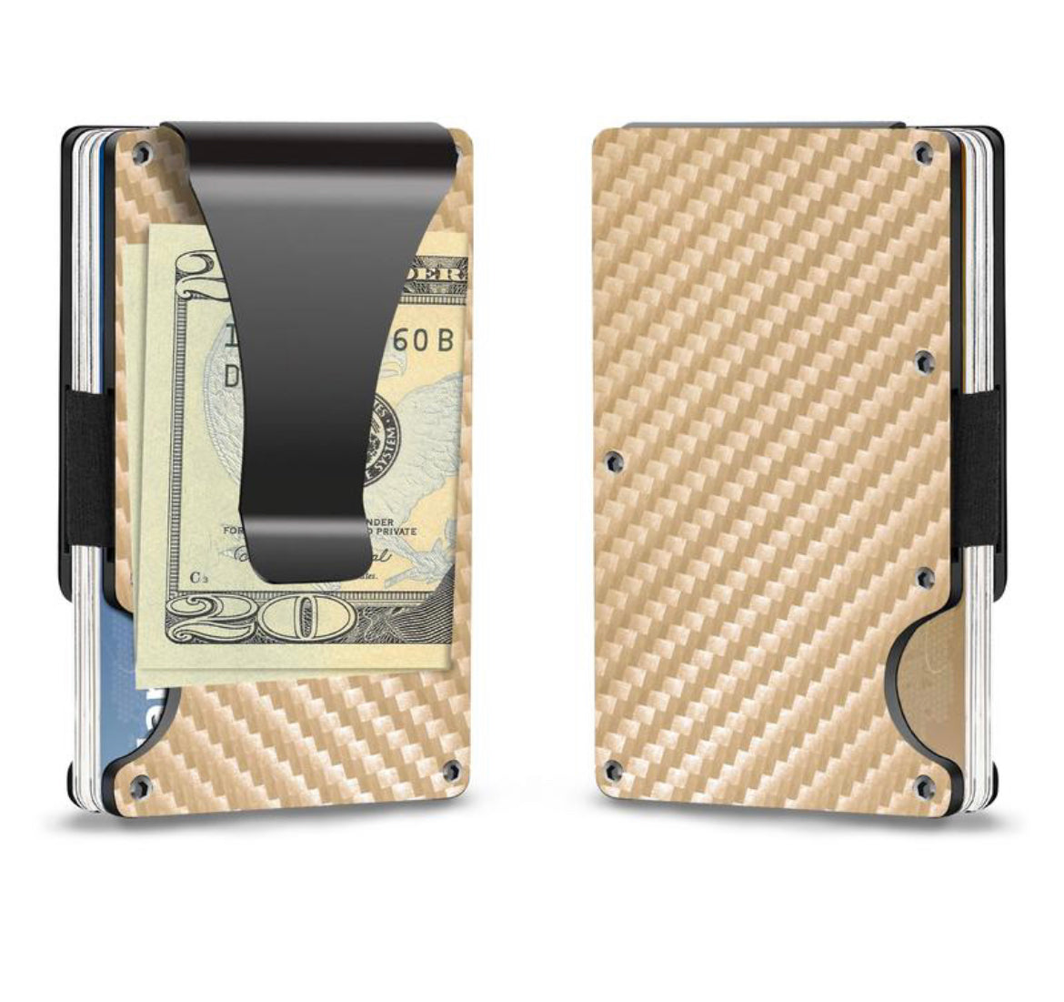 Carbon fiber card, cash & money clip wallet for men