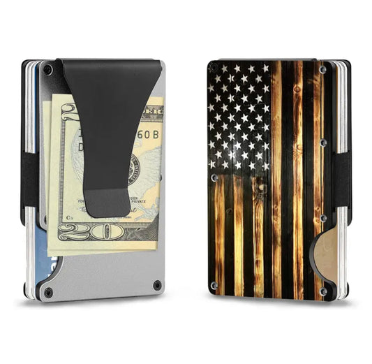 Carbon fiber card, cash & money clip wallet for men