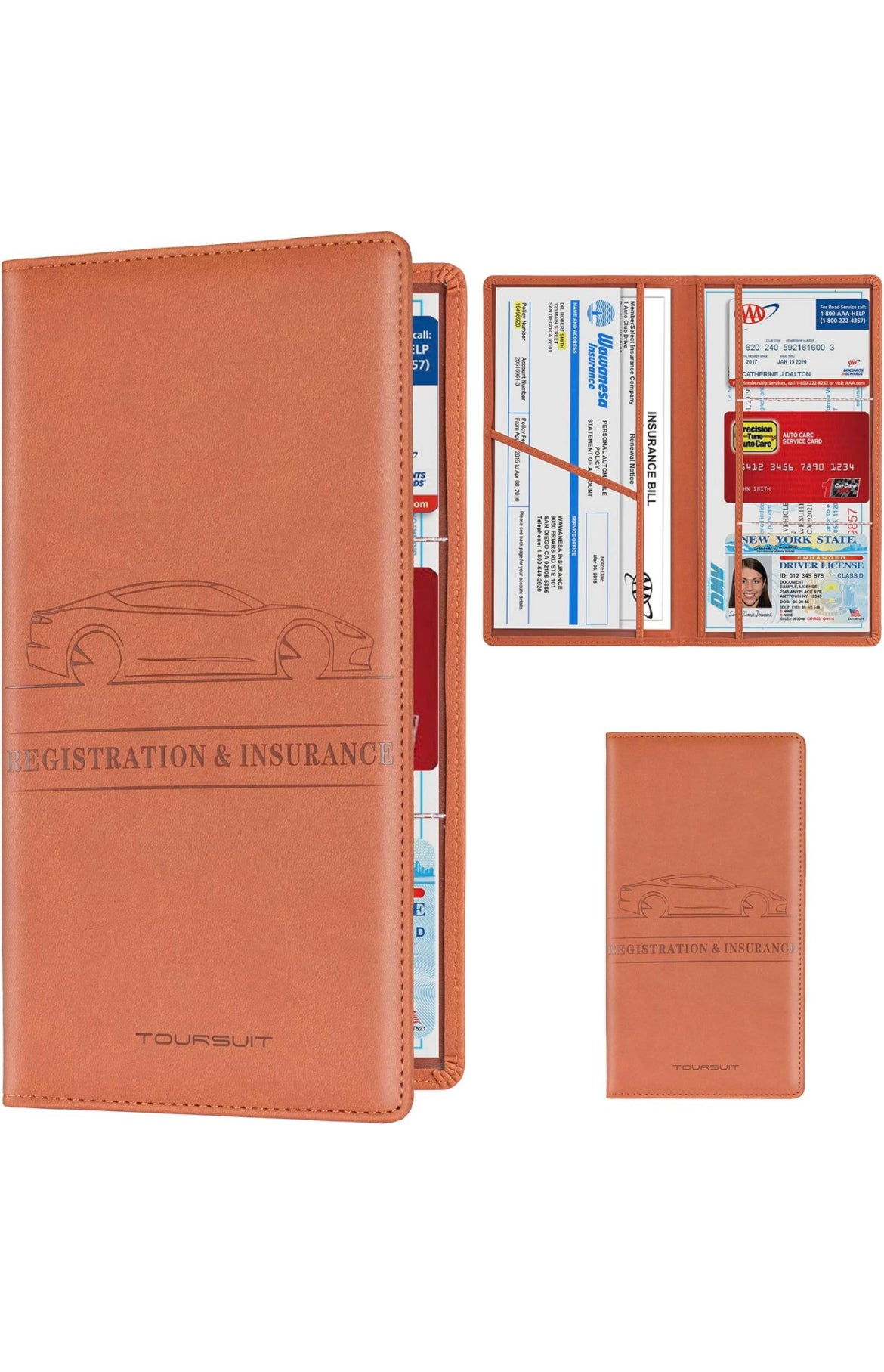 Toursuit car registration and insurance Card Holder, Vehicle License Document Glove box compartment