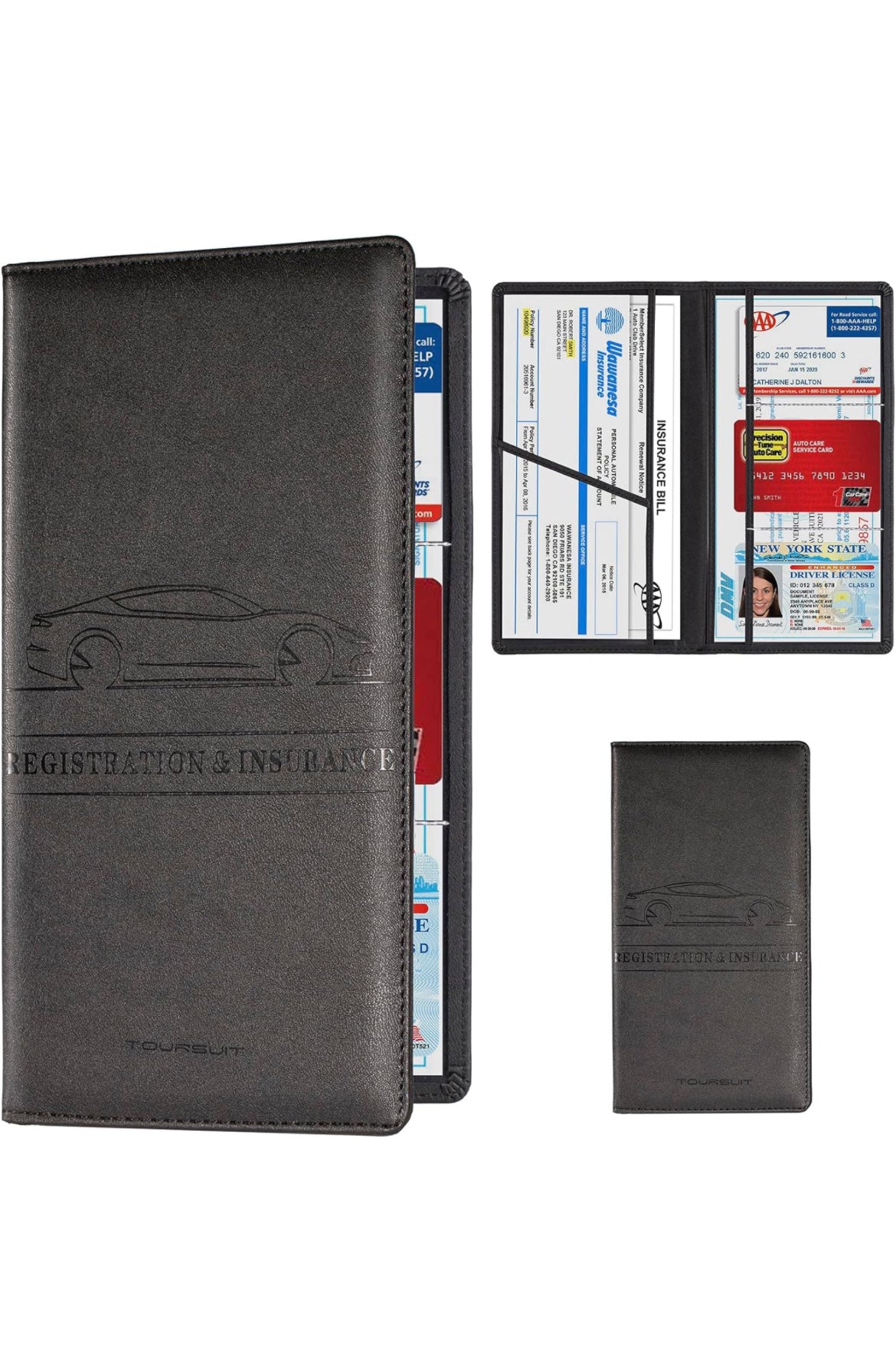 Toursuit car registration and insurance Card Holder, Vehicle License Document Glove box compartment