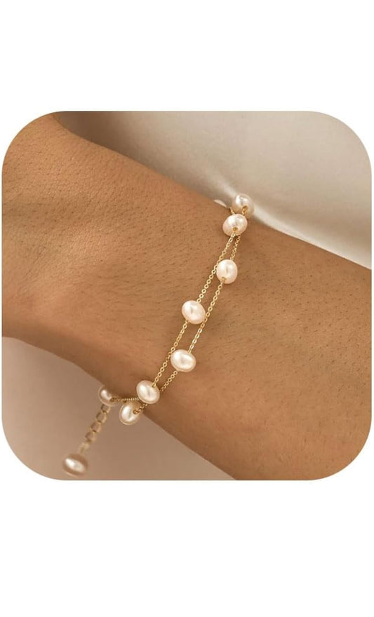 Beriso pearl-Gold bracelet for women, 14k gold