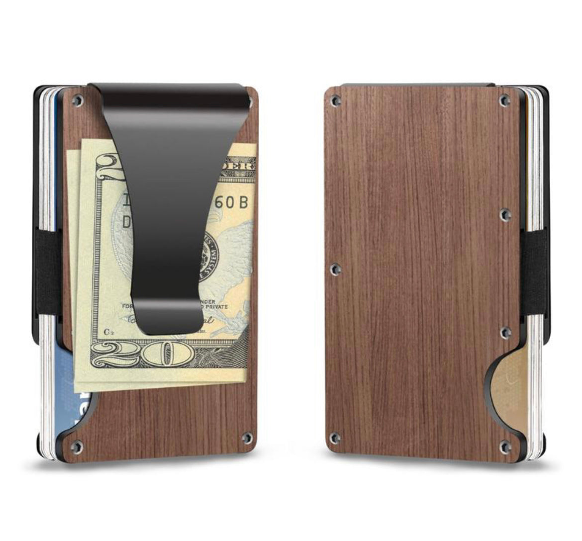 Carbon fiber card, cash & money clip wallet for men